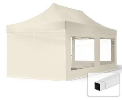 Obrázek produktu pro Nůžkový stan 3x6 m, ocel, vč. 4 bočnic krémová