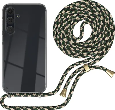 Produktbild von EAZY CASE Handykette kompatibel mit Samsung Galaxy A35, Handyhülle mit Umhängeband, Handykordel, Schutzhülle Clear, Band in Grün