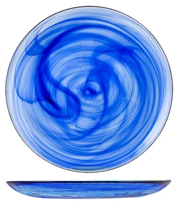 Produktbild von Set 6 Piatti Piani Alabastro In Vetro Blu Cm 27,5