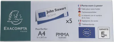 Image de Exacompta 10x Lot de 5 chevalets double face horizontal A4 Cristal 84358D
