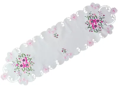 Produktbild von Tischläufer ELKE Stiefmütterchen rosa Polyester 40 x 140 cm oval