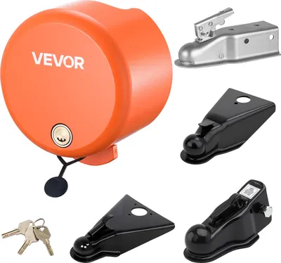 Immagine prodotto di Serratura per rimorchio VEVOR, compatibile con attacchi a sfera piatti da 47,5 mm, 50,8 mm, 58,7 mm, antifurto con 4 chiavi, serratura di sicurezza per camper, rimorchi, barche