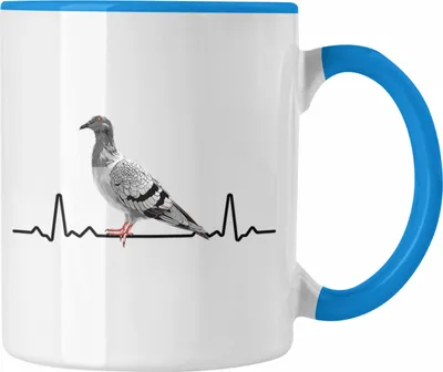 Produktbild von Trendation - Taubenzüchter Herzschlag Geschenk Zaubenzucht Zubehör Tauben Tasse Lustiger Spruch Taubenflüsterer Taubenliebhaber Becher (Blau)