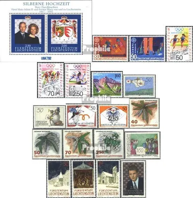 Produktbild von Briefmarken Liechtenstein 1992 Mi 1033-1053 (kompl.Ausg.) Jahrgang 1992 komplett postfrisch Europamarken