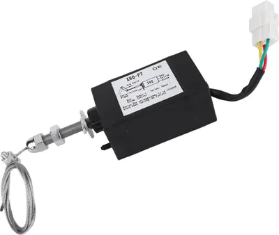 A black electronic device with a cable and a metal pull mechanism, shown on a white background.