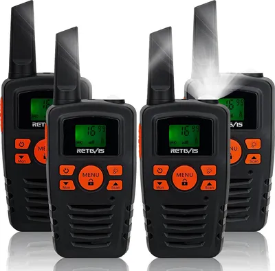 Obrázek produktu pro Retevis RA635 Walkie Talkie 4ks, vysílačky PMR446 bez licence s LED svítilnou VOX, 16 kanálů CTCSS/DCS, pro kempování, turistiku, rodinné aktivity (černá)
