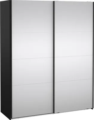 Produktbild von Catania Schiebetürenschrank 2 Türen mit Spiegel 180x220cm matt schwarz.