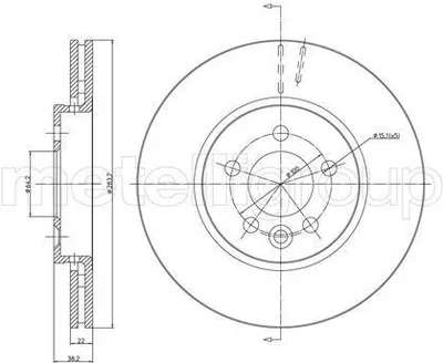 Produktbild von 2x METELLI Bremsscheibe 23-0643 für ROVER 75 (RJ) für MG ZT Limousine 38 2mm