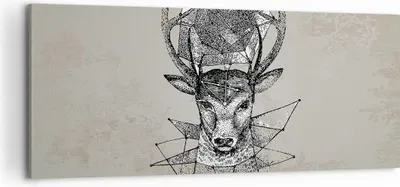 Produktbild von Bild auf Leinwand - Leinwandbild - Hirsch Geweih Wald - 120x50cm - Wand Bild - Wanddeko - Leinwanddruck - Bilder - Kunstdruck - Wanddekoration - Leinwand bilder - Wandkunst - AB120x50-3072