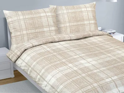 Zdjęcie produktu dla Pościel bawełniana na podwójnym łóżku - 1 szt. 180x220, 70x90 - beżowa, biała