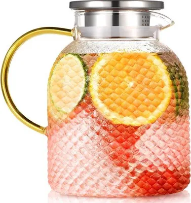 Obrázok produktu pre Termoska 1,8 l, sklenená s viečkom, odolná voči teplu, priehľadná, na nápoje