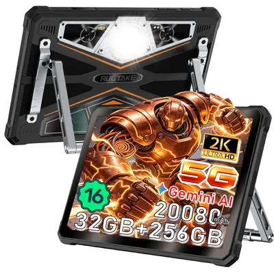 Produktbild von RUGTAKE T5 Pro 5G Tablet 11 Zoll 120Hz 2K IPS,Android 16 Outdoor Tablet 20080mAh,32GB+256GB,64MP+20MP Nachtsichtkamera,Gemini AI/ Widevine L1, Orange