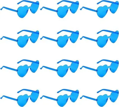 Zdjęcie produktu dla Okulary przeciwsłoneczne z tworzywa sztucznego, przezroczysty wzór w serduszka, zestaw 12 sztuk, dodatek imprezowy i cosplayowy dla kobiet