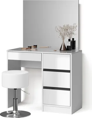 Image de Coiffeuse Livinity Imola Blanc 90cm avec tabouret, Model 52401