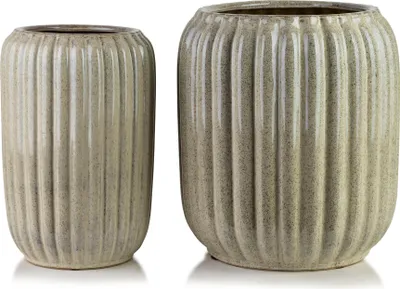 Zdjęcie produktu dla Ceramiczna donica na doniczkę Mondex Neva 40x40x44 cm / 28x28x40,5 cm, beżowa, zestaw 2 sztuk