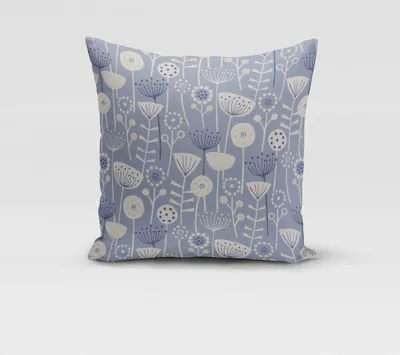 Produktbild von SCHÖNER LEBEN. Kissenhülle Fryett`s Halbpanama Blumen abstrakt blau Größe 80x80cm (HxB) 80x80cm (HxB) Größe