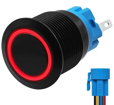 Produktbild von ProRide Impulsschalter 19 mm - 12/24 V - Rot-LED - spritzwassergeschützt