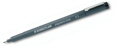 Produktbild von Staedtler Pigment Liner 308, Schwarz, Schwarz, Grau, 0,5 mm, Fein, Rund, Tinte auf Pigmentbasis