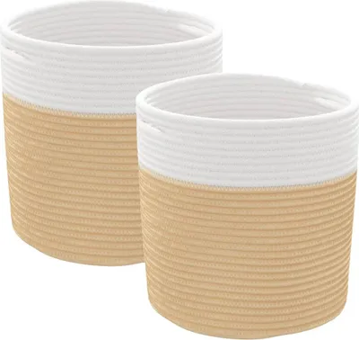Immagine prodotto di vidaXL Cestini portaoggetti 2 pz. Beige e bianco Ø28x28 cm Cotone