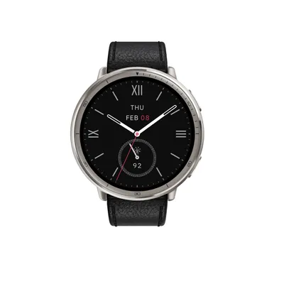 Produktbild von Active 2 Round Premium - Black Leather Smartwatch