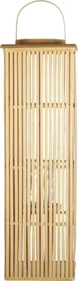 Produktbild von BELIANI Laterne Hellbraun aus Bambusholz 88 cm Hoch mit Tragegriff Boho Modern Rustikal Wohnaccessoire für Wohnzimmer Schlafzimmer