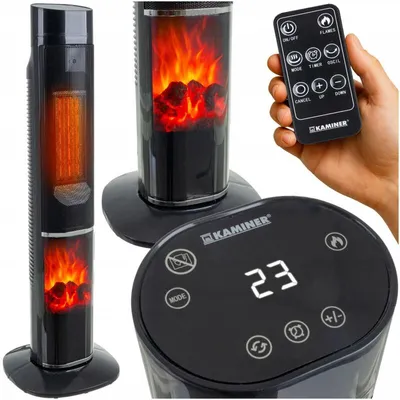 Image de Ventilateur de chaleur avec imitation de cheminée Kaminer 26401, céramique