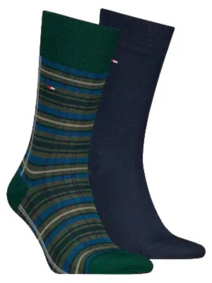 Image de Tommy Hilfiger - Chaussettes pour homme (lot de 2) NA1115 (44,5 EU - 47 EU) (marine/vert)