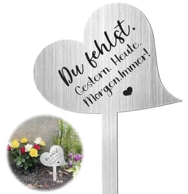 Zdjęcie produktu dla Ozdoba nagrobna serce stal nierdzewna 28 cm na grób pamięć