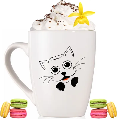 Produktbild von PLATINUX Kaffeetasse mit Griff 250ml (max. 300ml) Tasse mit Katzen Motiv "Felix" Teetasse Kaffeebecher Teebecher Keramik