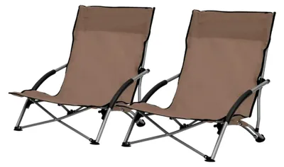 Produktbild von Klappbare Strandstühle 2 Stück. Taupe Stoff Klappstuhl