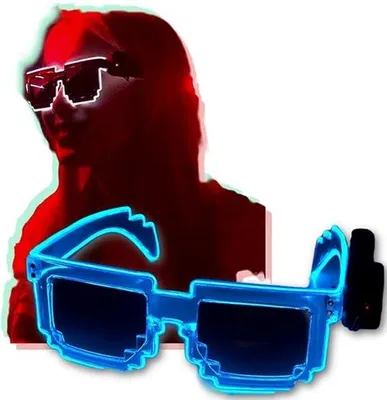 Produktbild von Leuchtbrille mit Neon-Effekt, 8-bit, transparent, blau, batteriebetrieben
