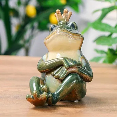 Produktbild von Keramik Gartenbild - Grüne Frosch Dekoration - Außendekoration - Handgefertigtes einzigartiges Design - 19x12x18 cm - Grün