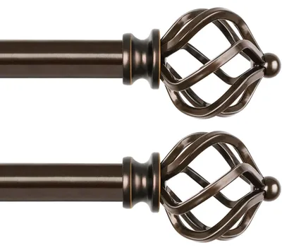 Produktbild von Set aus 2 Gardinenstangen mit gedrehtem Käfig-Endstück, Bronze