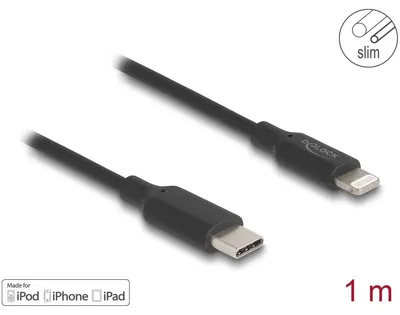 Obrázok produktu pre DeLOCK 85410, 1 m, Lightning, USB C, Samec, Samec, Čierna