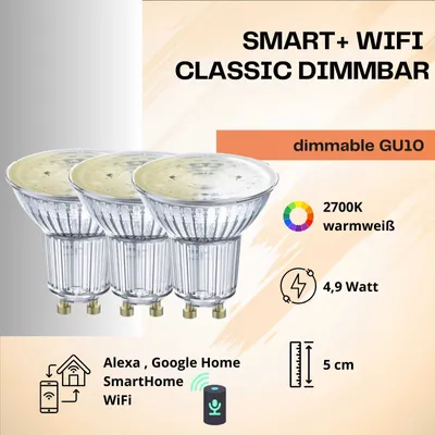Produktbild von Ledvance Smart+WiFi LED Leuchtmittel Reflektor 3 Stück Reflektor GU10 4,9 W