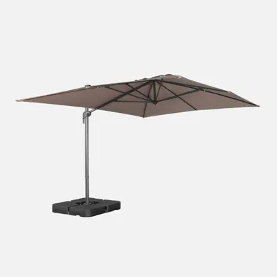 Produktbild von sweeek - Rechteckiger Ampelschirm 3x4m + befüllbare Platten 50x50cm - Taupe