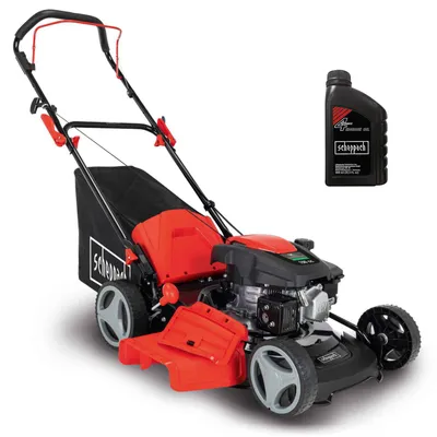 Produktbild von Scheppach Benzin Rasenmäher MP150-46 | 46 cm Schnittbreite | 3,5 PS 4-Takt-Benzinmotor mit 150 ccm | 7 Schnitthöhen | 55 L Fangbox | inkl. Motoröl