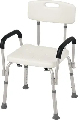 Immagine prodotto di Sedia per doccia - Sgabello per il bagno - Doccia autonoma - Braccioli regolabili - Portata massima: 135 kg - Bianco
