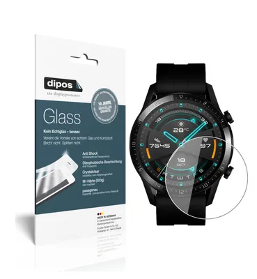 Produktbild von 2x Schutzfolie für Huawei Watch GT 2 (46mm) - Anti-Shock 9H Folie dipos Glass Kunststoffglas