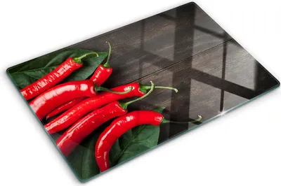 Produktbild von Tulup Glas Herdabdeckplatte - 80x52 cm - Glaskeramikkochfeld-Abdeckung Spritzschutz Glasabdeckplatte - Einteilig - Essen & Getränke - Chilischoten - Rot