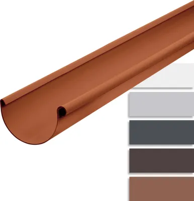 Produktbild von INEFA Dachrinne Kunststoff halbrund 200cm NW150 / 150mm, Braun, Regenrinnen PVC, einfache Steckmontage,  Germany