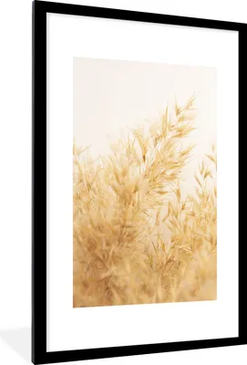 Produktbild von MuchoWow® Gerahmtes Poster Pampasgras - Sonne - Gras 60x90 cm - Poster mit Schwarzem Bilderrahmen Wandposter Rahmen Foto Bilder - Dekoration - Wandposter Wohnzimmer - Hochwertig