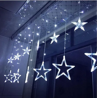 Produktbild von Lichterkette mit Eiszapfen, LED-Sternen, kaltweiß, 3 m, 12 Stück