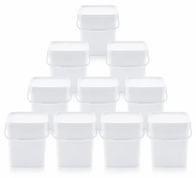 Produktbild von AUER 10,3 Liter Eimer rechteckig mit Deckel 29 x 20 x 27 cm Weiß 10 Stück