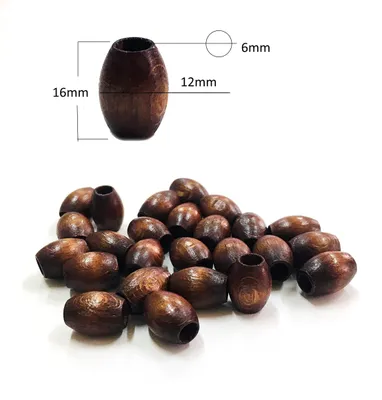 Imagen del producto de Cuentas de madera ovaladas, color marrón, 16 x 12 mm, con un agujero de 3,5 mm, paquete de 50 unidades, para la fabricación de joyería