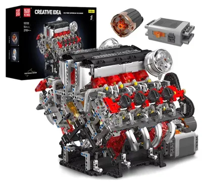 Produktbild von Mould King 10130 Technic Sportwagen Klemmbausteine F488 Rot mit Motor V8-Motor 2718 Teile Modellbausatz STEM Bauspielzeug