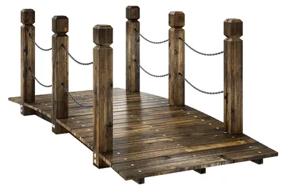 Produktbild von Gartenbrücke Holz - Dekorative Teichbrücke 1,51 m - Sicherheitsgeländer - Tragkraft 200 kg - Stabile Konstruktion - Dunkelgrau