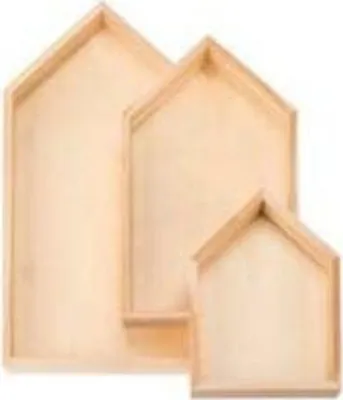 Produktbild von Holz-Tablett-Set Haus 3-teilig
