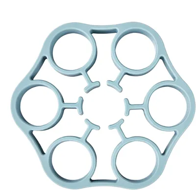 Image de Support en silicone pour œufs - Moule à œufs pour jusqu'à 7 œufs - Résistant à la chaleur jusqu'à 230 °C - Moule en silicone pour œufs - Accessoire de cuisine et de pâtisserie - Bleu