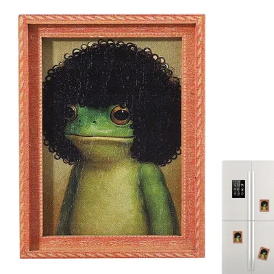 Produktbild von Niedlicher Froschmagnet, 3,15 Zoll Holzmagnet für Kühlschrank, Schrank und als Wohnornament